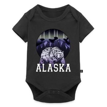 Alaska Geschenk USA Natur Bär Denali Grizzly Wald - Baby Premium Kurzarmbody - Schwarz - Vorne