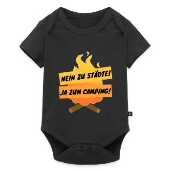 Nein zu Städte! - Ja Camping! - Baby Premium Kurzarmbody - Schwarz - Vorne