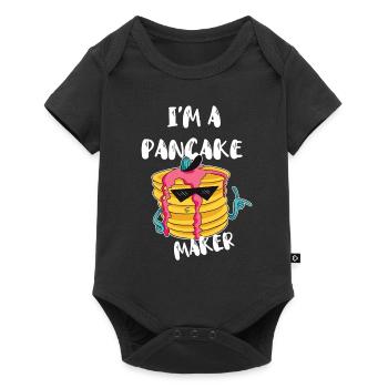 Pancake Pfannenkuchen Süßes Frühstück Essen - Baby Premium Kurzarmbody - Schwarz - Vorne