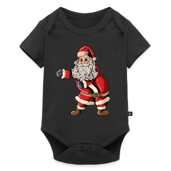 Père Noël Casquette de Noël Soie dentaire Noël - Body à manches courtes Premium Bébé - noir - Devant