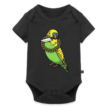 Perroquet Budgerigar Oiseau Avec Couteau - Body à manches courtes Premium Bébé - noir - Devant