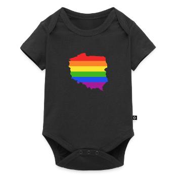 Polen Regenbogenflagge für stolze LGTBQ-Polen - Baby Premium Kurzarmbody - Schwarz - Vorne