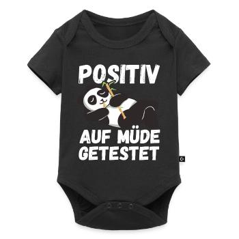 Positiv auf Müde getestet Pandas Fun - Baby Premium Kurzarmbody - Schwarz - Vorne