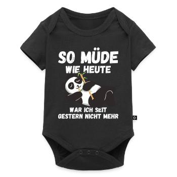So müde wie heute war gestern nicht Pandas Fun - Baby Premium Kurzarmbody - Schwarz - Vorne
