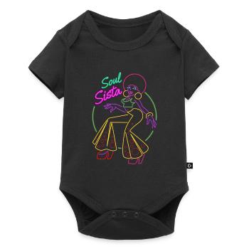 | de vêtements Funk Costume vintage des années 70 pour la musique soul - Body à manches courtes Premium Bébé - noir - Devant