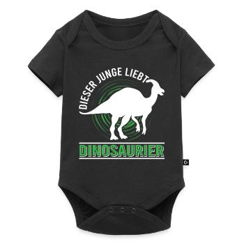 Dino Dinosaurier T-Rex Boy Junge Geschenk - Baby Premium Kurzarmbody - Schwarz - Vorne