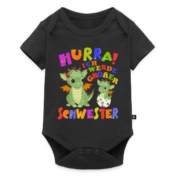 Hurra! Ich Werde Großer Schwester Cute Dragon Baby - Baby Premium Kurzarmbody - Schwarz - Vorne