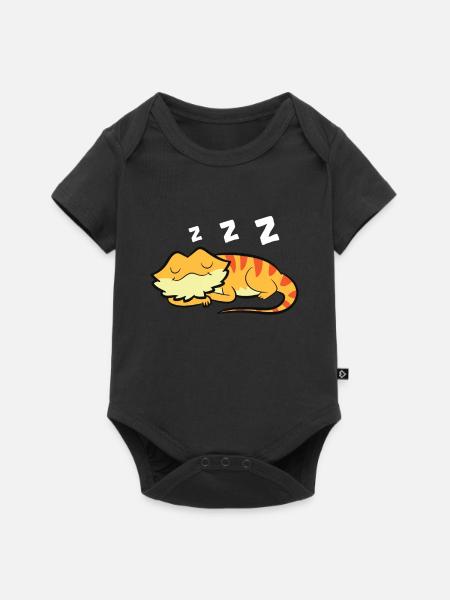 Bartagame Reptil Eidechse Schlafende Bartagame - Baby Premium Kurzarmbody - Schwarz