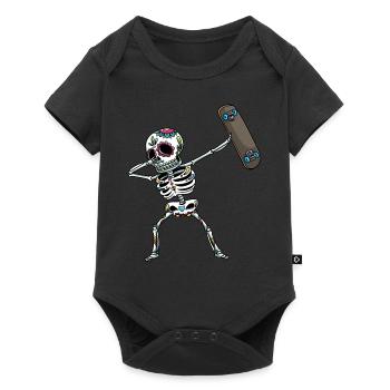 Skeleton Skateboard Halloween - Baby Premium short-sleeve bodysuit - black - Front