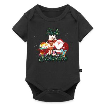 Frohe Weihnachten Weihnachtsmann Geschenk Design - Baby Premium Kurzarmbody - Schwarz - Vorne