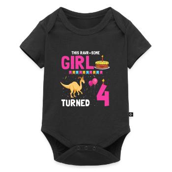 Parasaurolophus Design Dinosaur Birthday - Baby Premium short-sleeve bodysuit - black - Front