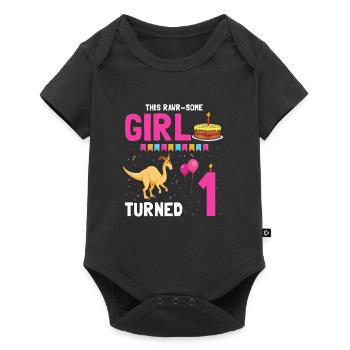 Parasaurolophus Girls Design Birthday Party - Baby Premium short-sleeve bodysuit - black - Front