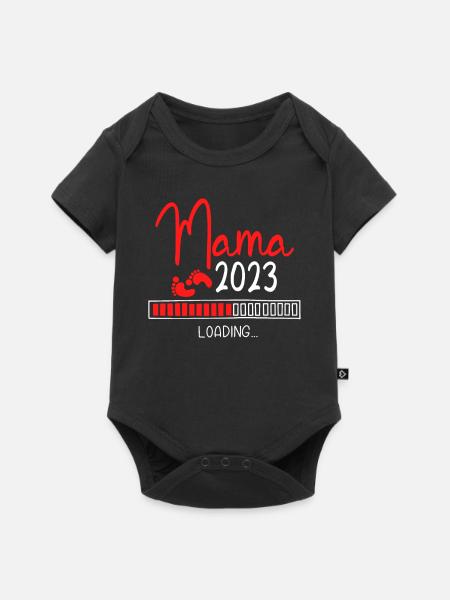 Werdende Mama 2023 Loading - Baby Premium Kurzarmbody - Schwarz