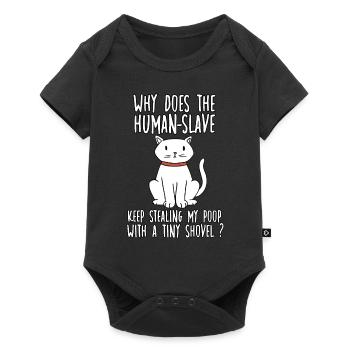 Motif de propriétaire de chat esclave pour les fans de chats - Body à manches courtes Premium Bébé - noir - Devant