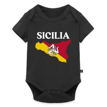 Drapeau de la Sicile Sicile Palerme Italie - Body à manches courtes Premium Bébé - noir - Devant