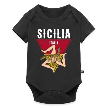 Drapeau de la Sicile Sicile Palerme Italie - Body à manches courtes Premium Bébé - noir - Devant