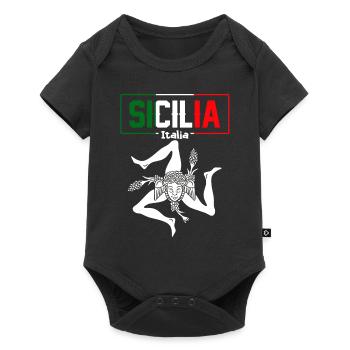 Drapeau de la Sicile Sicile Palerme Italie - Body à manches courtes Premium Bébé - noir - Devant
