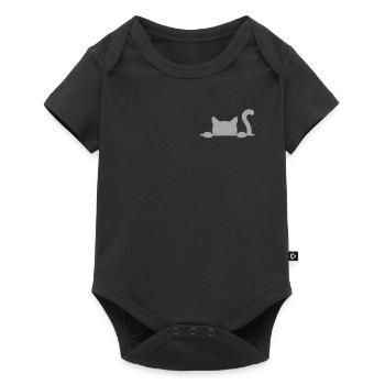 Drôle de chat regardant de sa poche - Body à manches courtes Premium Bébé - noir - Devant