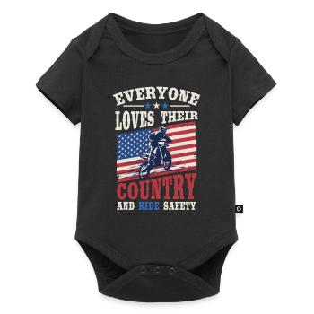 Amerikanische Flagge Motocross Dirt Bike - Baby Premium Kurzarmbody - Schwarz - Vorne