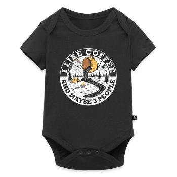 I Like Coffee And Maybe 3 People - Baby Premium short-sleeve bodysuit - black - Front