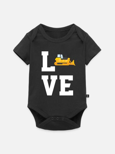 Liebe Bulldozer - Baby Premium Kurzarmbody - Schwarz