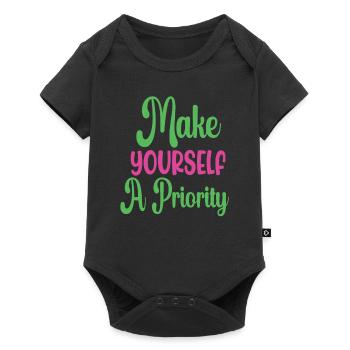 Make Yourself A Priority Mental Health - Baby Premium short-sleeve bodysuit - black - Front