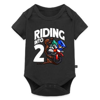 Monter dans 2 anniversaire Rider Motocross Birthday - Body à manches courtes Premium Bébé - noir - Devant