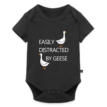 Distracted by Geese Cute Goose Funny Quote - Baby Premium short-sleeve bodysuit - black - Front