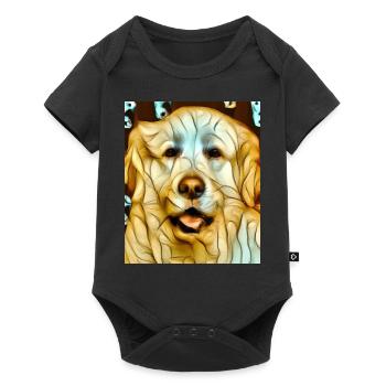Golden Retriever Portrait Cubism Dog - Baby Premium short-sleeve bodysuit - black - Front