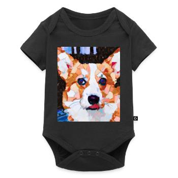 Corgi Portrait Cubism Dog - Baby Premium short-sleeve bodysuit - black - Front