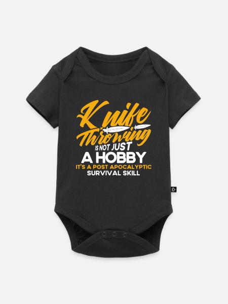 Messerwurfscheibe Geschenk Messerwerfer - Baby Premium Kurzarmbody - Schwarz