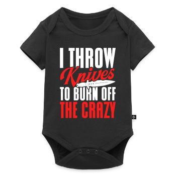Messerwurfscheibe Geschenk Messerwerfer - Baby Premium Kurzarmbody - Schwarz - Vorne