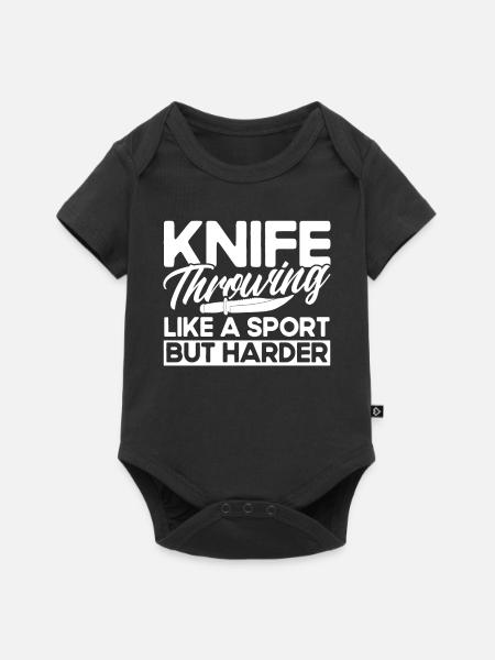 Messerwurfscheibe Geschenk Messerwerfer - Baby Premium Kurzarmbody - Schwarz