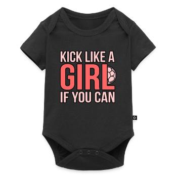 Kick like a girl if you can play football - Baby Premium short-sleeve bodysuit - black - Front