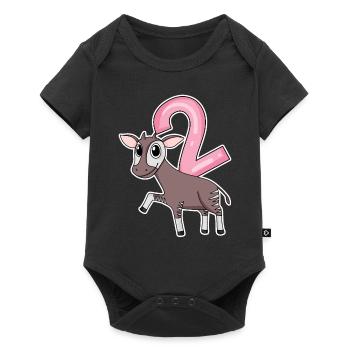 Fille de 2 ans Okapi 2ème cadeau d’anniversaire - Body à manches courtes Premium Bébé - noir - Devant