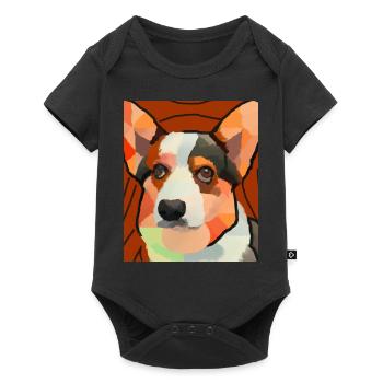 Corgi Portrait Cubism Dog - Baby Premium short-sleeve bodysuit - black - Front