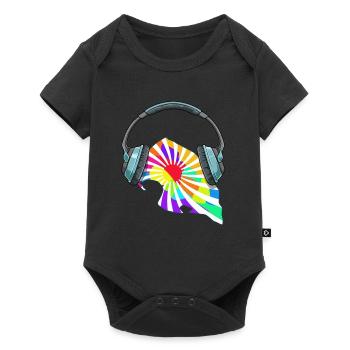 Fehmarn Kopfhörer Musik Bunt - Baby Premium Kurzarmbody - Schwarz - Vorne