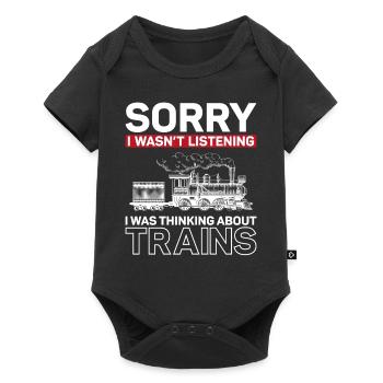 Steam Train Driver Trainspotting - Baby Premium Kurzarmbody - Schwarz - Vorne