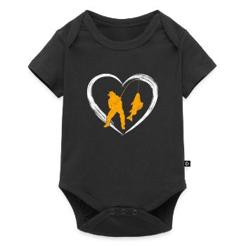 Amour du cœur de pêche - Body à manches courtes Premium Bébé - noir - Devant