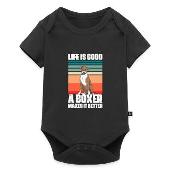 Boxer Chien Chien Allemand Boxer Cadeau - Body à manches courtes Premium Bébé - noir - Devant