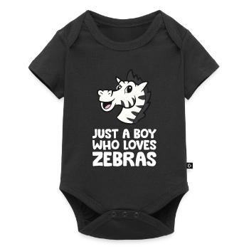 Nur ein Junge, der Zebras liebt - Baby Premium Kurzarmbody - Schwarz - Vorne