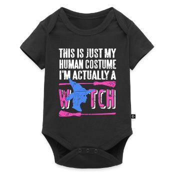 Just My Human Costume Funny Retro Halloween WITCH - Baby Premium short-sleeve bodysuit - black - Front