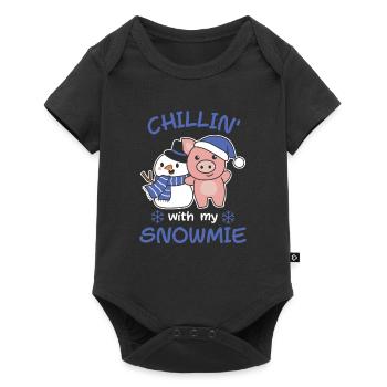 Pig chillin avec mon bonhomme de neige snowmie - Body à manches courtes Premium Bébé - noir - Devant