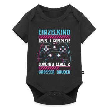Einzelkind Level 1 Complete Loading Level 2 Grosse - Baby Premium Kurzarmbody - Schwarz - Vorne