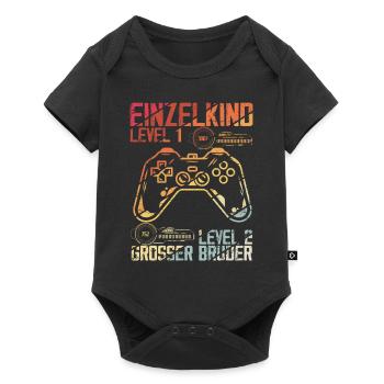 Einzelkind Level 1 Complete Loading Level 2 Grosse - Baby Premium Kurzarmbody - Schwarz - Vorne
