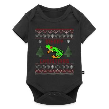 Red Eyed Tree Frog Ugly Christmas Sweater Design - Baby Premium short-sleeve bodysuit - black - Front