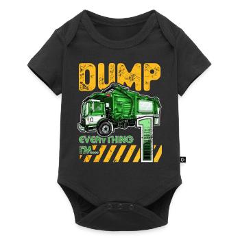 Müllwagen 1. Geburtstag 1 Jahre alter Geburtstag - Baby Premium Kurzarmbody - Schwarz - Vorne