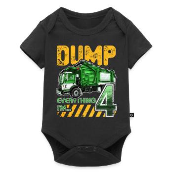 Garbage Truck 4th Birthday 4 Years Old Birthday - Baby Premium short-sleeve bodysuit - black - Front