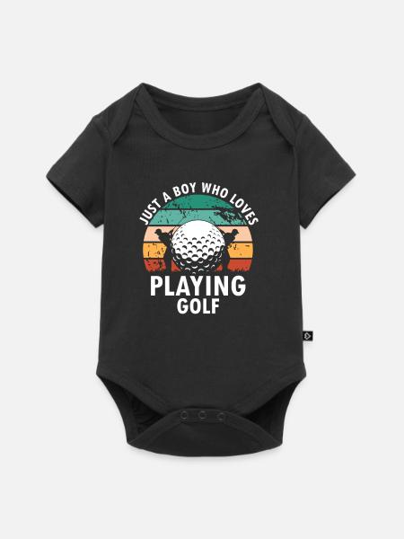 Just A BOY Who Loves Playing Golf Retro Golfer - Premium kortærmet baby-body  - sort