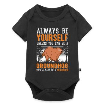 Murmeltier Groundhog Marmot Waldmurmeltier - Baby Premium Kurzarmbody - Schwarz - Vorne